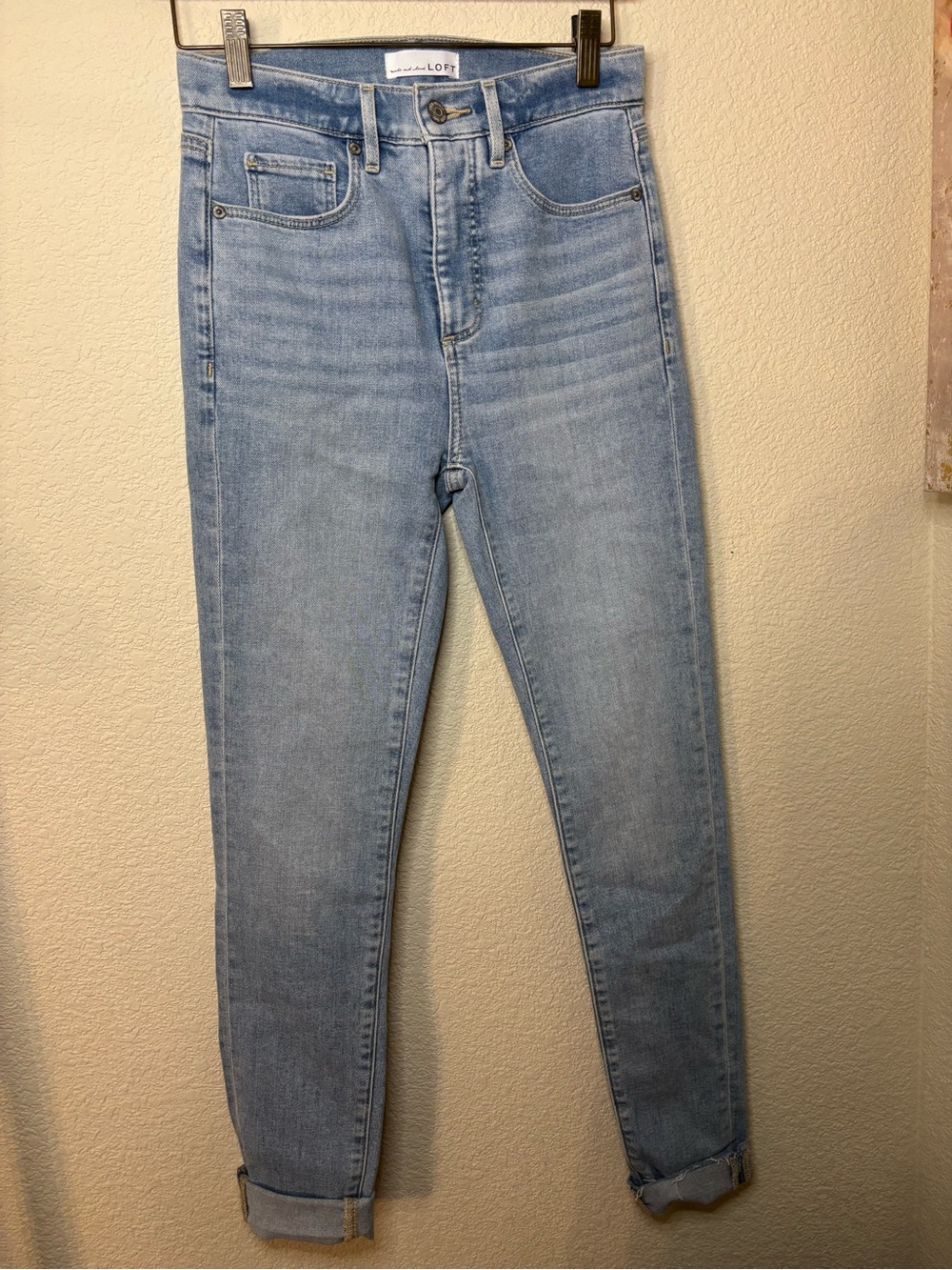 LOFT Light Blue Boyfriend Jeans with Cuffed Hem